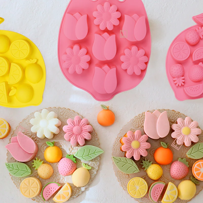 

3D Fruit Silicone Mold Pineapple Strawberry Orange Lemon for Candy Chocolate Baking Ice Cube DIY Soap Cake Decorating Tool