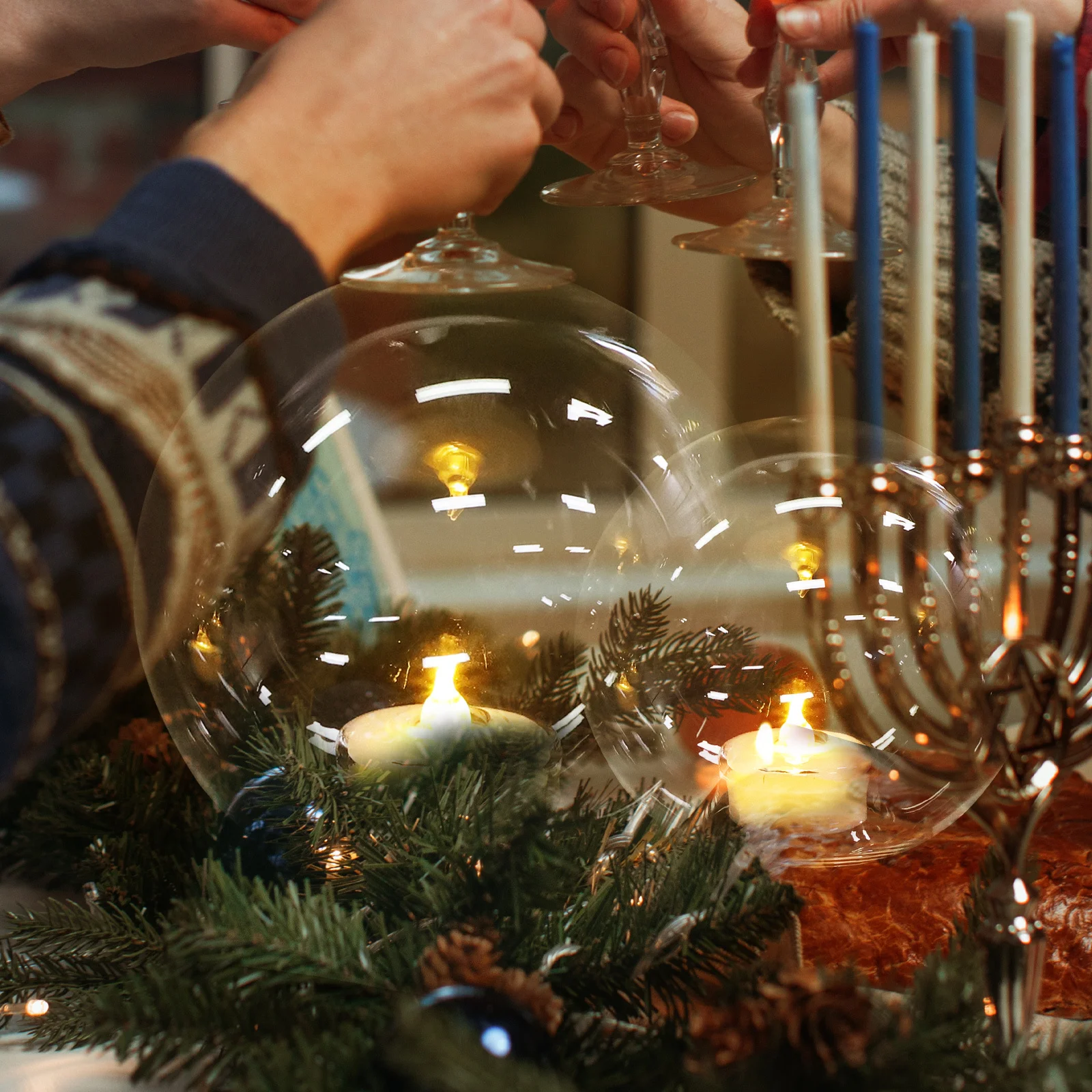 3Pcs Electronic Lamps Sphere Design Operated LED Lights Decoration Wedding Party Table Centerpiece