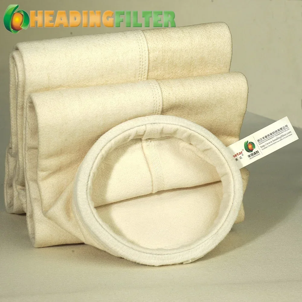 100% 750gsm PTFE Filter Bags Heat Setting , Abrasion Resistance Felt Dust Collector Bags