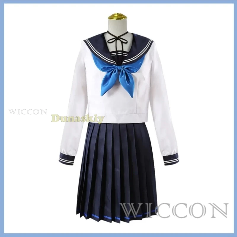 Game Blue Archive Kikyo Cosplay Costume Kikyo Wig Ear Headwear Halo Blue Sailor School Uniform Cloak Shawl Woman Halloween Suit