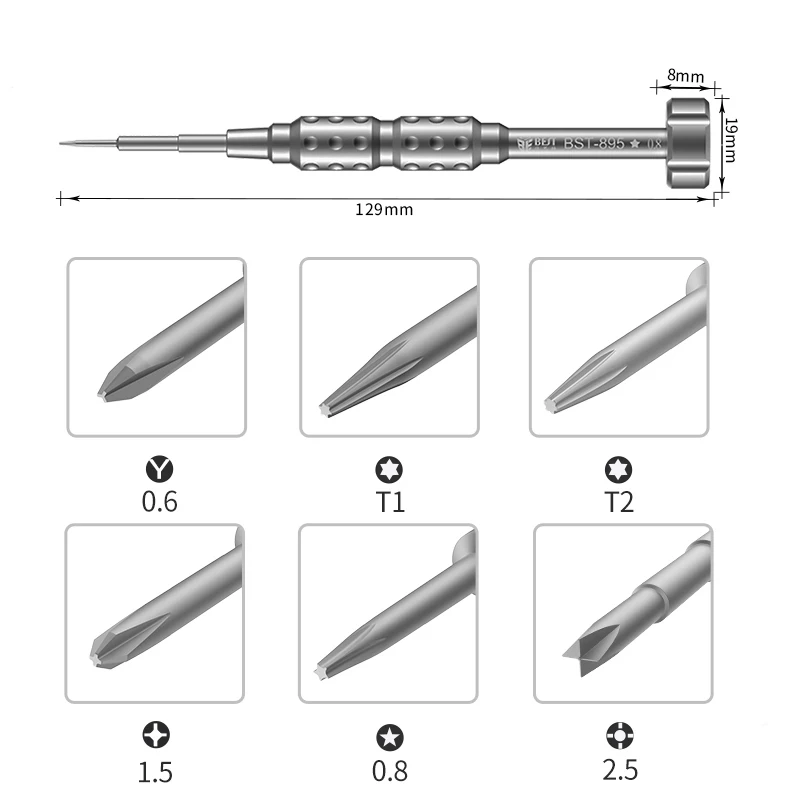 MILE 2D Magnetic Screwdriver P2 0.8 Pentalobe Y 0.6 Tri Wing T1 T2 Torx 1.5 Phillips M2.5 for iPhone Android Huawei Repair Tools