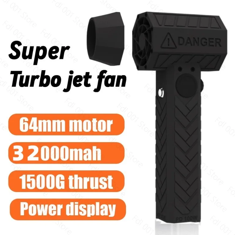 

Turbo Jet Fan 1008W Handheld Violent Fan Turbo Jet Fan with Speed over 140000RPM & 1500g Thrust 64mm Brushless Motor 8000mAh
