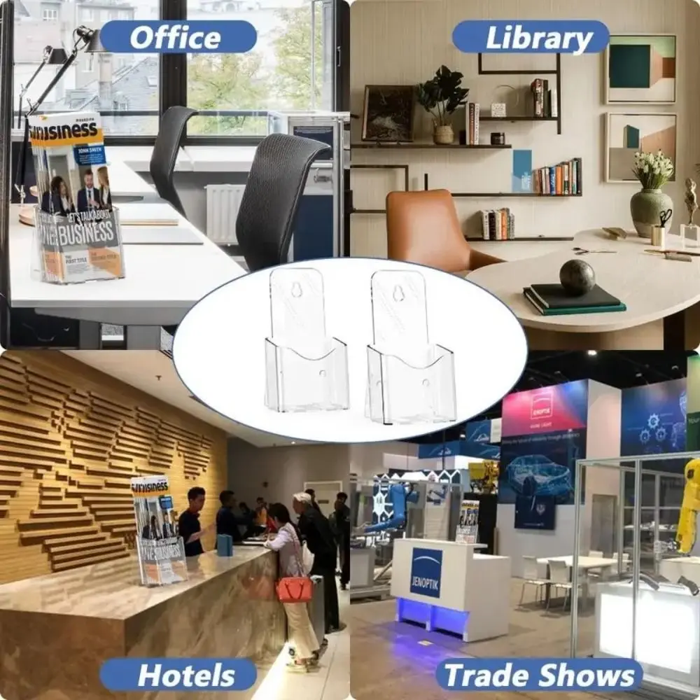 Menu Plastic A6 Brochure Holder Clear Acrylic Wall Mount Countertop Organizer Flyer Display Stand Men