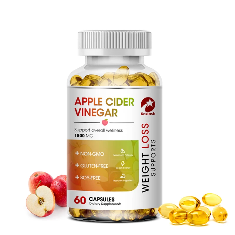 Kexinsh Apple Cider Vinegar Capsules for Detoxification, Digestion, Fat Burning, Appetite Control, Immunity Boost