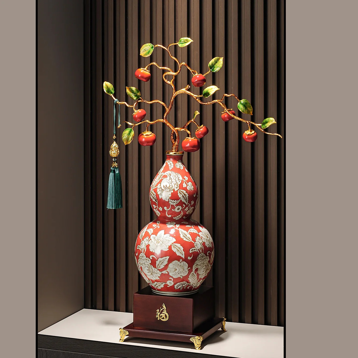 LTT entrance large ornament persimmon Ruyi gourd high-end lucky living room TV cabinet decoration