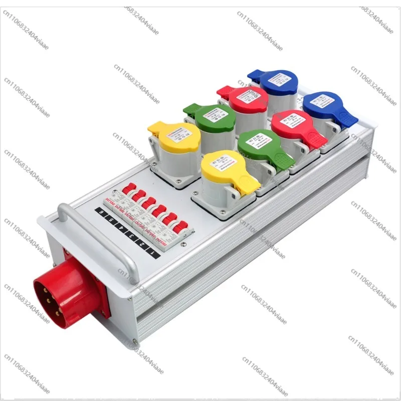 For 8CH Mobile Portable Junction Box with Aluminum Alloy Carrying Handle 16A Output 3-pin Plug