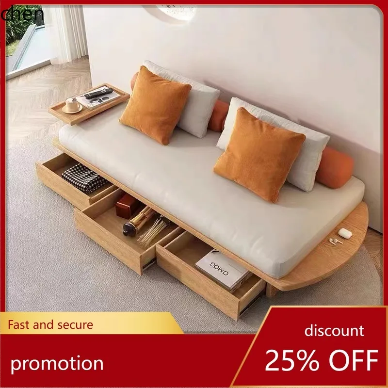 

HT Fabric Sofa Living Room Drawer Storage Double Seat Homestay Solid Wood Furniture Modern