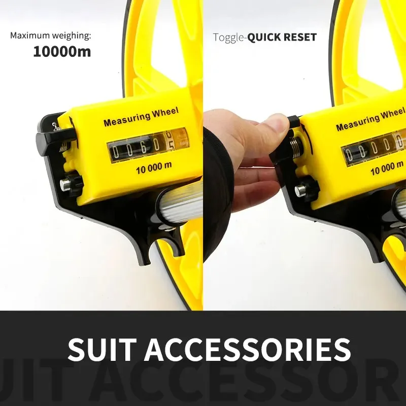 Portable 0~9999.9-meter distance measuring wheel, hand push roller type mechanical measuring tool, used outdoors
