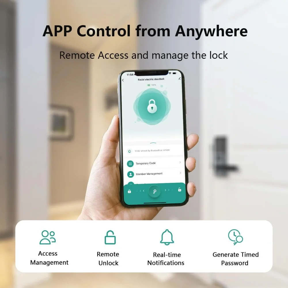 Fingerprint Smart Lock with Camera, Keyless Entry Door Lock for Front Door, Video Smart Deadbolt with Doorbell, Built-in 2.4GHz