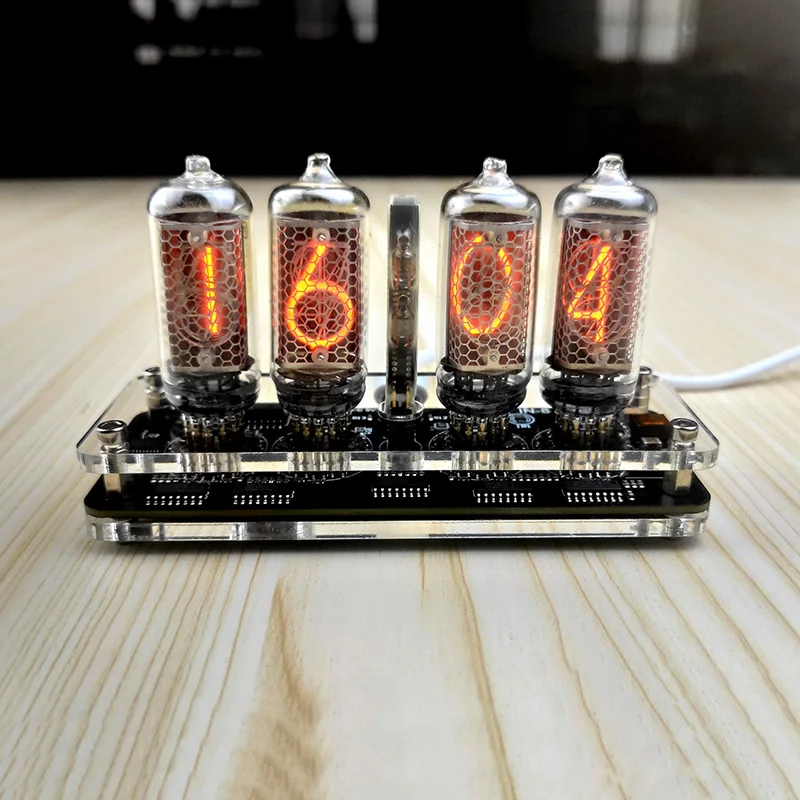 4 digit IN-8 Nixie Glow Tube Clock IN8 With Remote controller LED