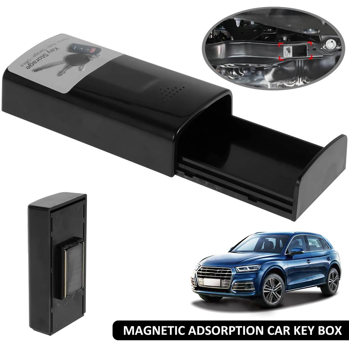 Magnetic Key Box Durable Black Plastic Key Cases with Strong Magnets Hide Key Holder Safe Emergency Key Box Anti-Rust Key Holder