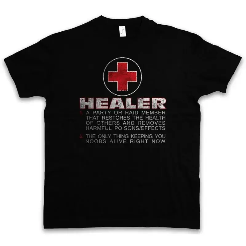 HEALER ROLE T SHIRT Fun Gamer Gaming Admin Symbol Computer Scientist Raid RPG