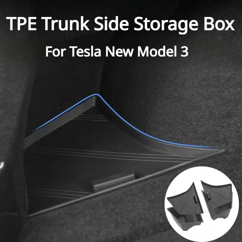 

Ящик для хранения багажника для Tesla Model 3 TPE, левая и правая моющиеся коробки с крышками, новая модель 3 Highland 2024, аксессуары для интерьера