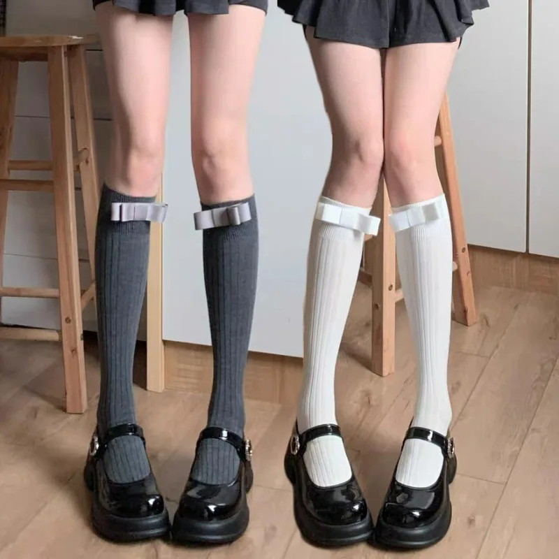 Lolita JK Cosplay Bas pour femmes, Chaussettes à nœud doux pour filles, Style japonais, Mignon, Haute qualité, Coton, Solide, Document, sulf, Bonneterie