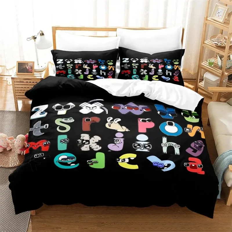 Anime Boys Bedroom Bedding Set Single Twin Full Queen King Size Duvet Cover Alphabet 2024 Duvet Cover Bed Set Quilt Cover Pillow