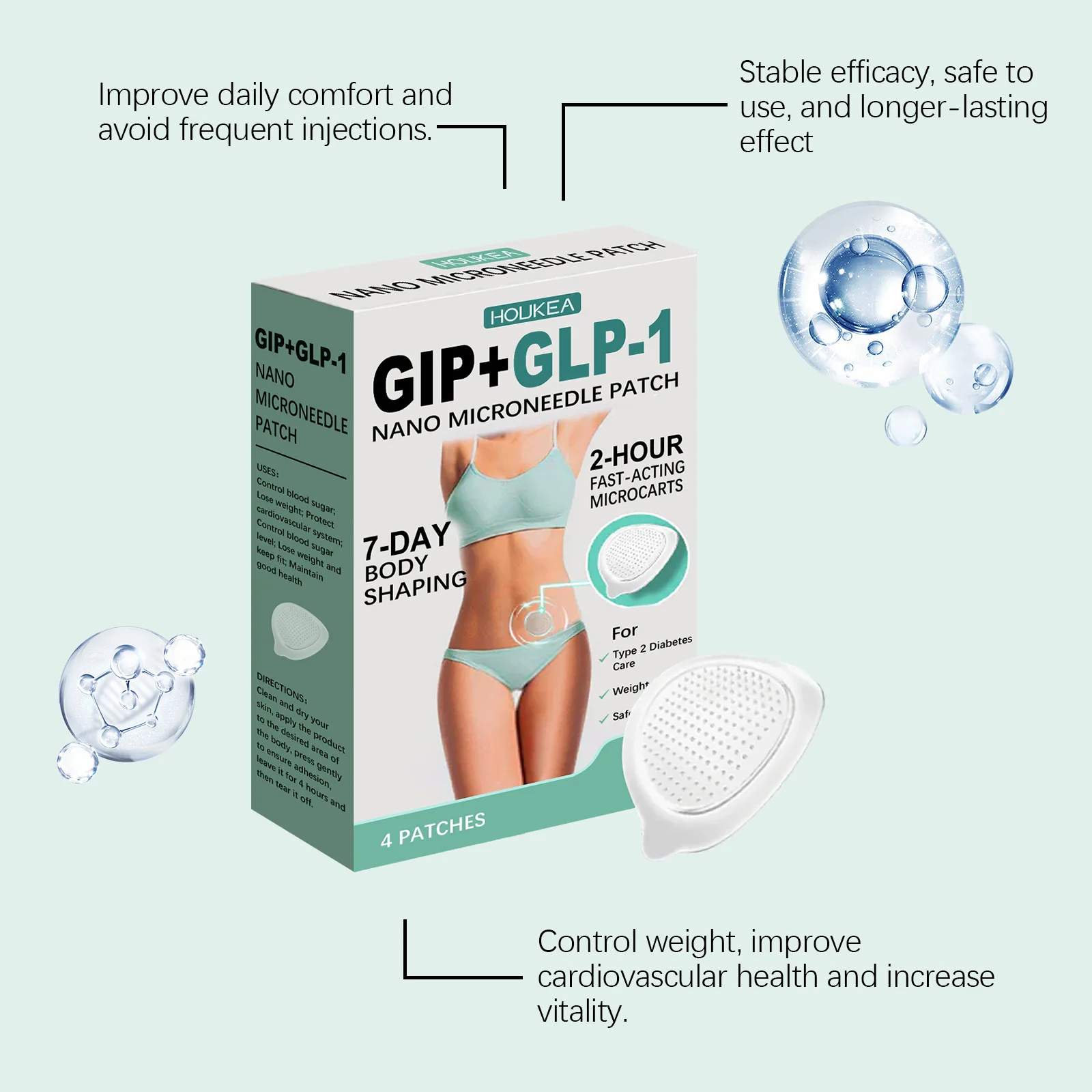 Gip+glp Nanos Microneedles Patch Glp-1 Microneedles Patch Gentle Body Slimming Stickers Firming Line Improvement Skin Care Patch