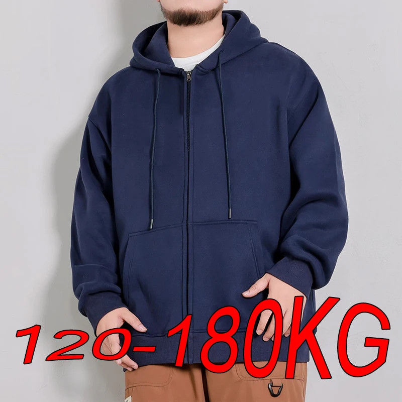 7XL 6XL Plus Size Men Cardigan Autumn Winter Hoodie Sweatshirt Oversized Loose Fit Jacket Sweater Big Size Men Clothing