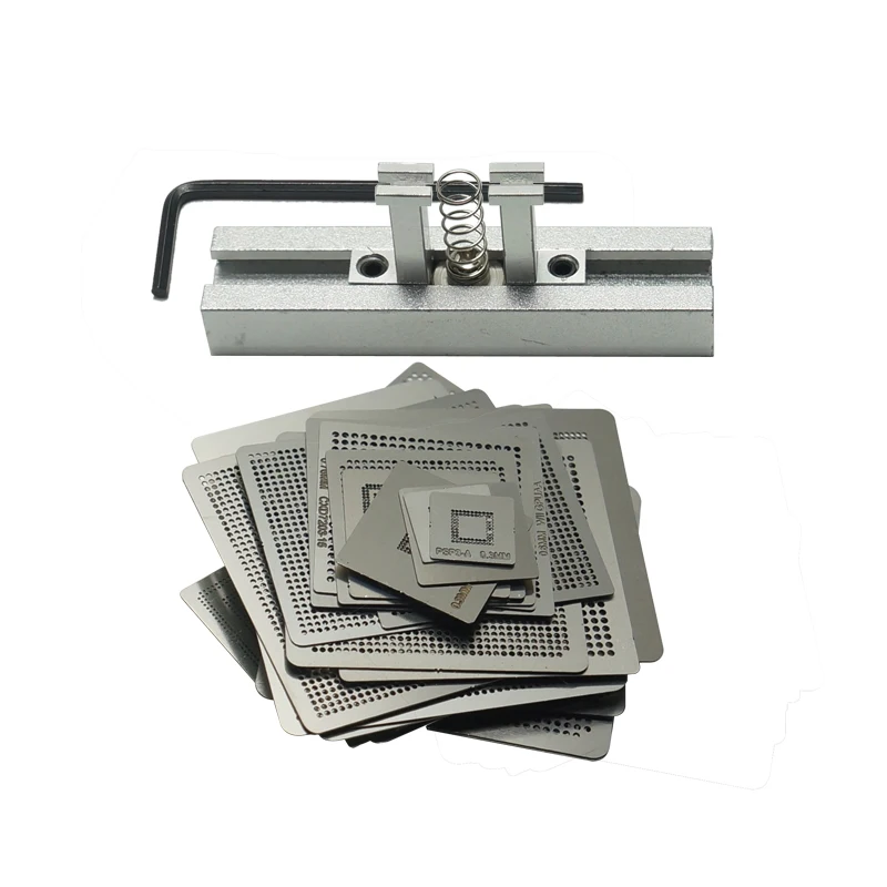 LYBGA 47Pcs/Set BGA Reball Kit Game Consoles Directly Heating Stencil with BGA Jig for XBOX 360CPU PS3-CPU WII GPU CXD2949CGB