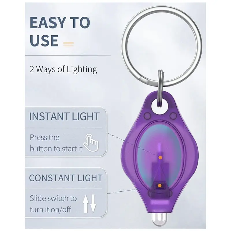 Mini UV LED Keychain Flashlight Set 10 Lumen Portable Purple Light Detector, 20 Pack