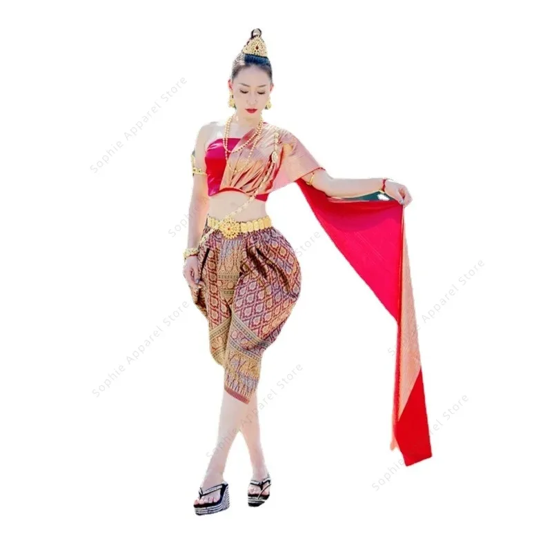 

Spring Summer Thailand Traditional Clothing for Women Tops Pants Chinese Folk Style Thai Dai Vintage Clothes Shan Assam Costume