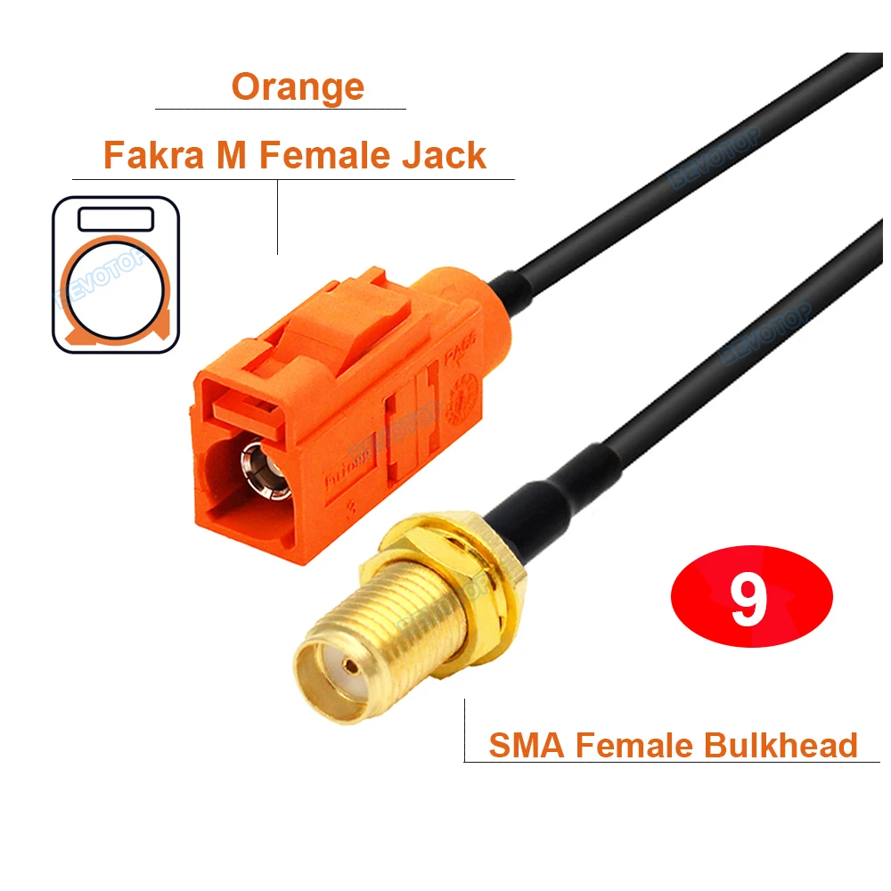 BEVOTOP 1PCS M-Type Fakra to Fakra / SMA Male Female RG174 Pigtail RF Coaxial Extension Cable Fakra Jumper 10cm-20m Custom-made