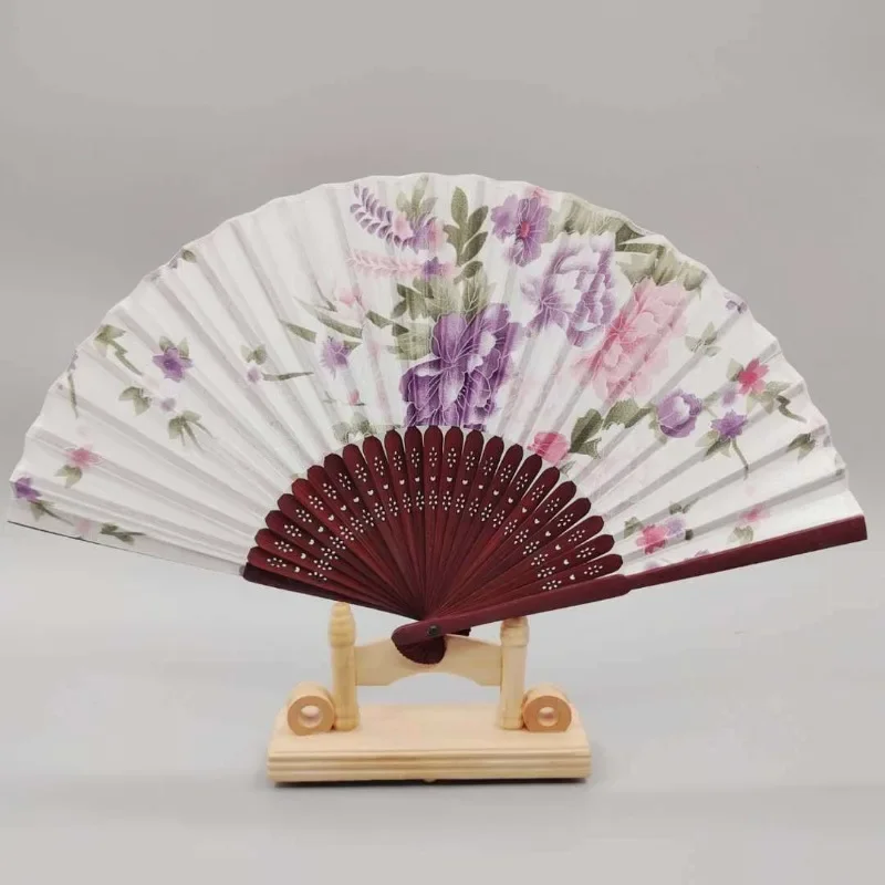 

Silk Fan Chinese Japanese Style Folding Home Decoration Vintage Art Craft Gift Party Dance Print Flower Pattern Hand Fan Gift