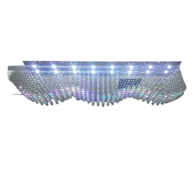 

Stainless steel hanging wire crystal lamp living room dining hall simple home