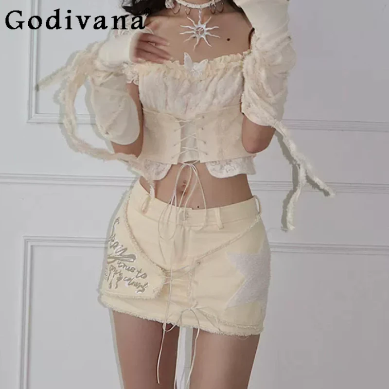 Summer New Sexy Low-rise Punk Beige Mini Short Skirt Pants Fashion Versatile Age Reduction Temperament Sweet Cool Girl Skirts