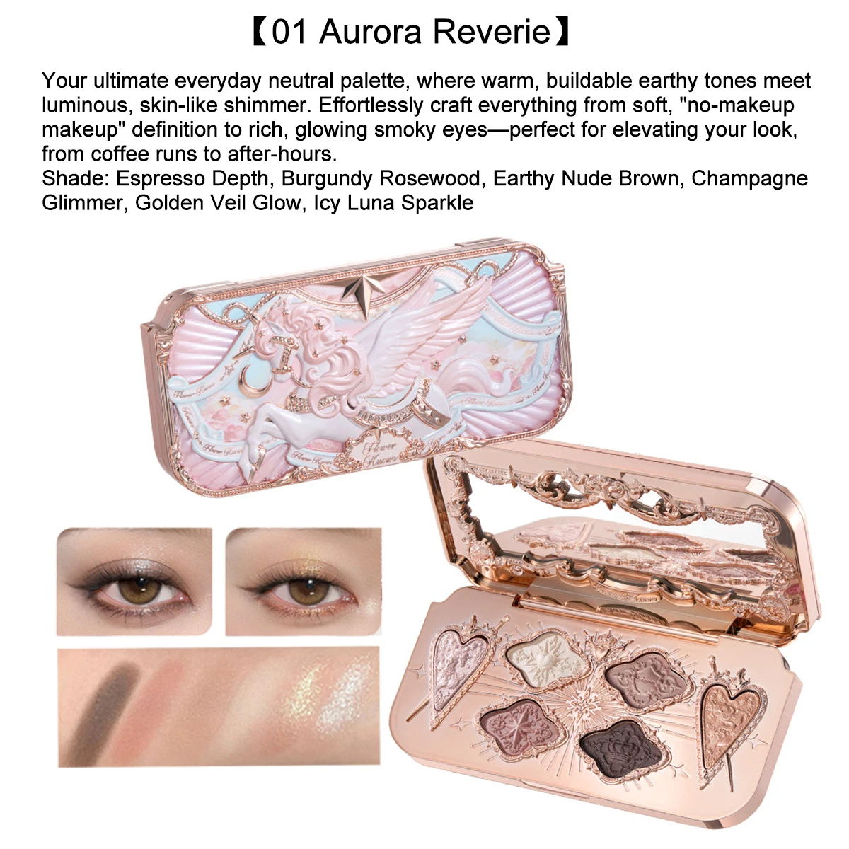 Flower Knows Knight Unicorn 6 Color Satin Eyeshadow Palette