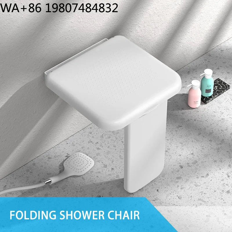 Space Saving Foldable Non Slip Shower Stool Hospital Grade Bath Bench With Shoe Changing Slot Stable Frame For Elderly Disabled