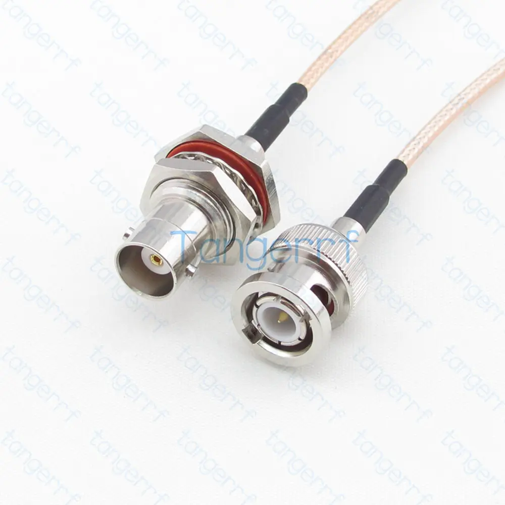 RG-316 BNC macho enchufe a BNC hembra mamparo impermeable Jack RF Cable de puente Pigtail 50ohm Kable conector recto de alta calidad