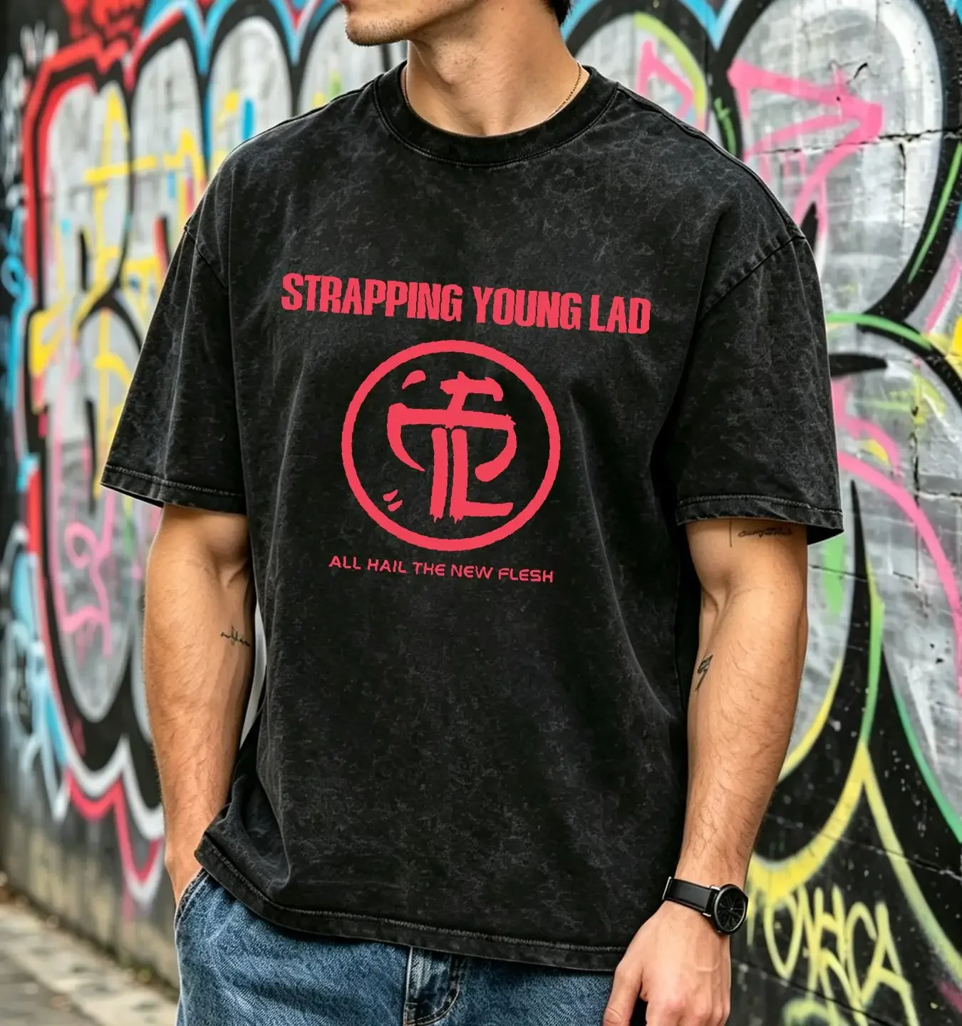 washed T Shirt Devin Townsend Strapping Young Lad All Hail The New Flesh long or short sleeves vintage Washed