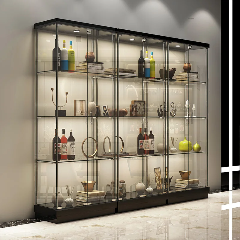 Armario de vino de vidrio templado para sala de estar, moderno y minimalista para el hogar, armario de comedor montado en la pared, vitrina