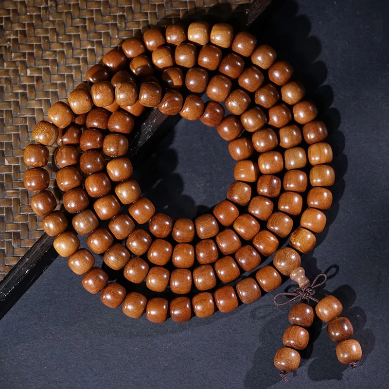 Old-style jujube wood bead bracelet with 108 Buddhist beads, niche craft, multi-loop wooden string for meditation and han