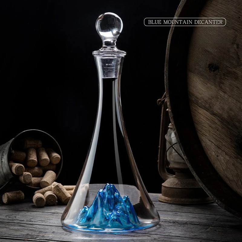 

Light Luxury Crystal Waterfall Style Hand-blown Decanter for Home Use, Modern and Simple Crystal Glass Ice Blue Wine Set