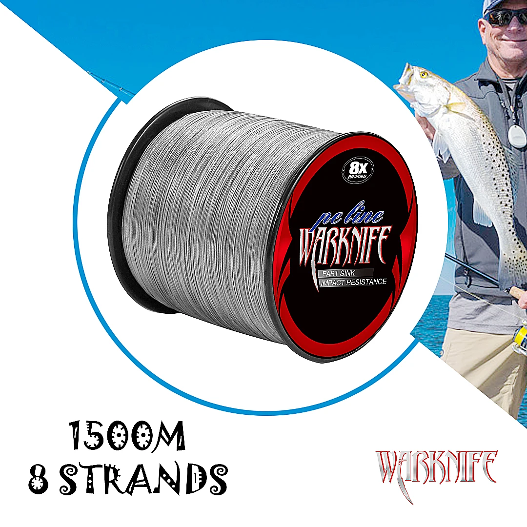 Warknife Fishing Line 1500M 8 Strands Braided Fishing Line Multifilament 6 -300LB Japan Multicolor Carp Fishing  Braided PE Wire