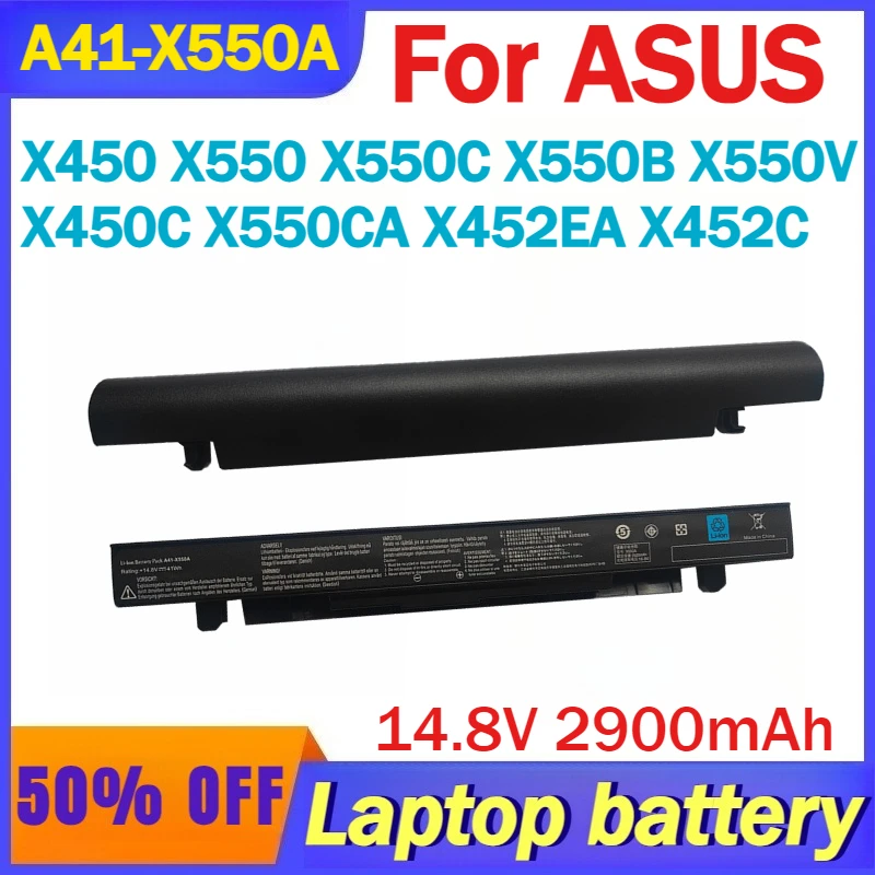 

14.8V 2900mAh A41-X550A Laptop Battery for ASUS X450 X550 X550C X550B X550V X450C X550CA X452EA X452C R409LB R510L