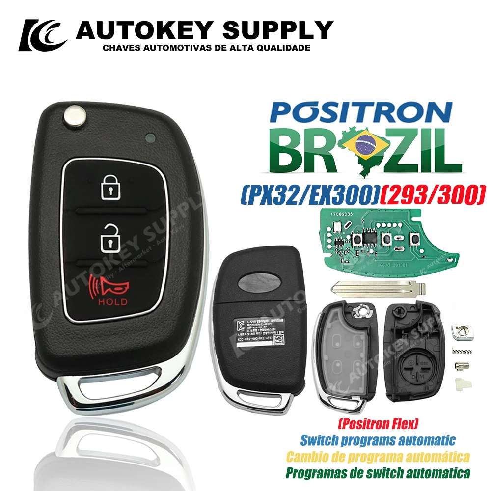 AutokeySupply AKBPCP094 Positron High-Quality Remote Key Alarm System, - Double Program PX32 EX300 330 360 For Hyundai