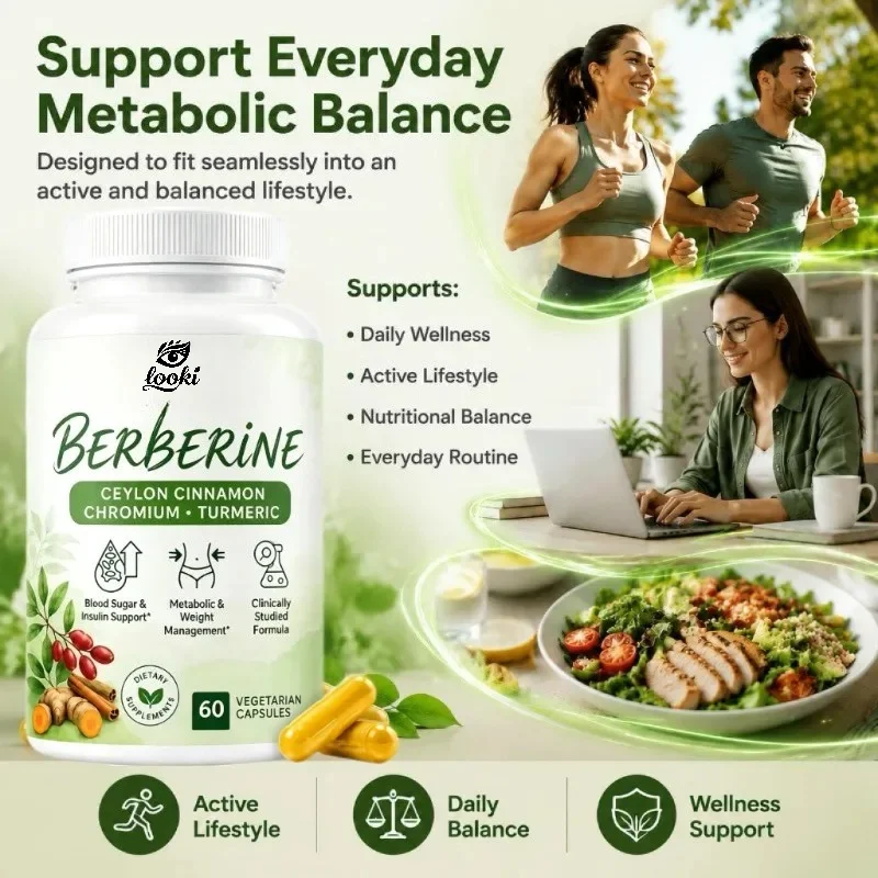 Berberine Complex Containing Ceylon Cinnamon and Turmeric - Daily Metabolic Support 60 Capsules
