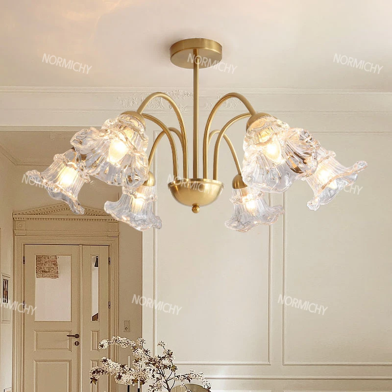 Ceiling Pendant Lamps Luxury Glass Grand Living Room Lamp Luxurious Grand Dining Room Lamp Master Bedroom Flower Shaped Lamp