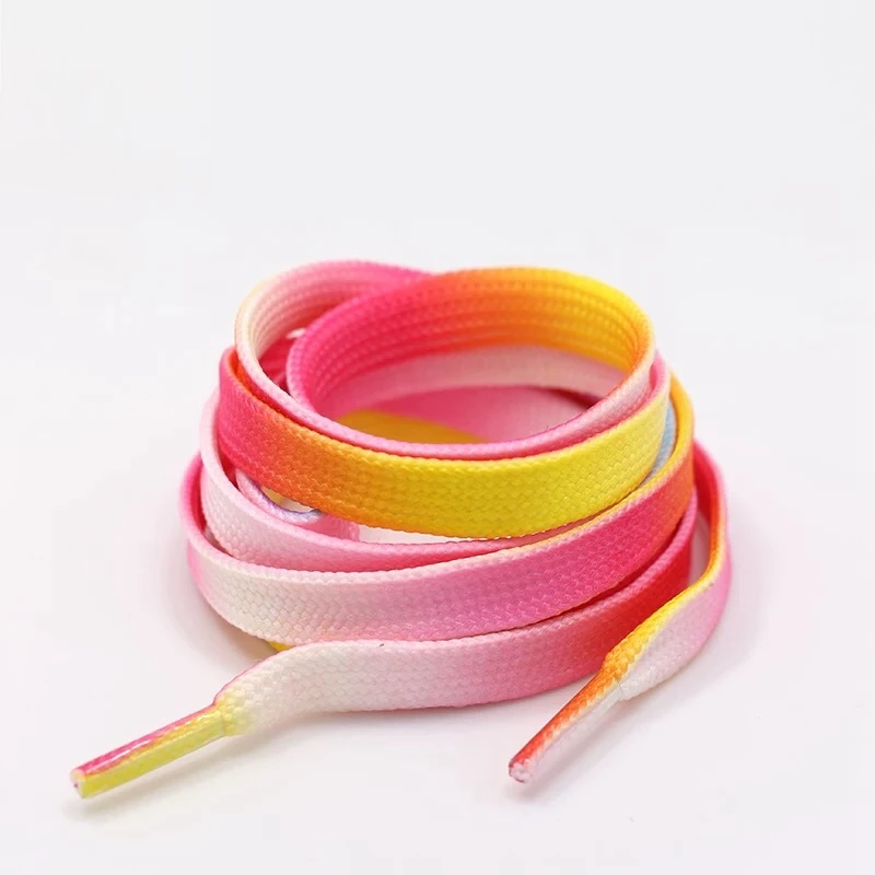 1 par de cordones coloridos Arco Iris gradiente zapato plano cordones para zapatos de lona casuales color cromático cordón 80 CM/100 CM/120 CM/150