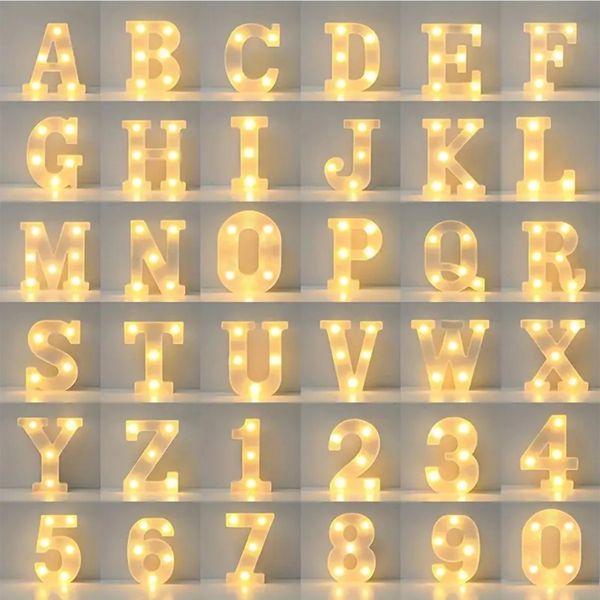 1pc White Decorative Led Light Up 6.3\'\' Number Letters Sign Night Lights Marquee For Home Wedding Party Birthday Christmas Decor