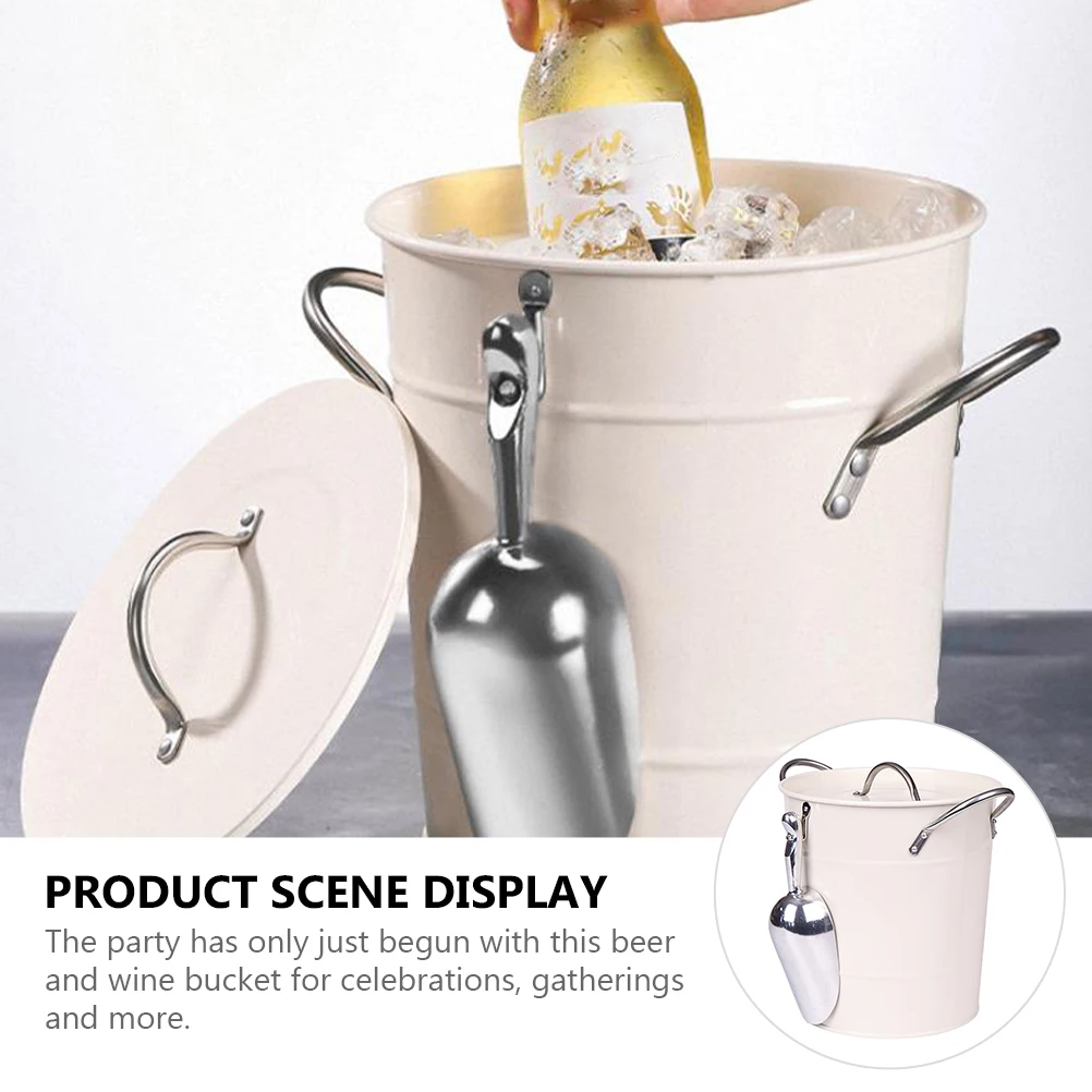 

4 5L Thickened Galvanized Iron Bucket for Drinks with Lid Outdoor Filling Metal Ice Bucket Party Bar Cooling Cooler