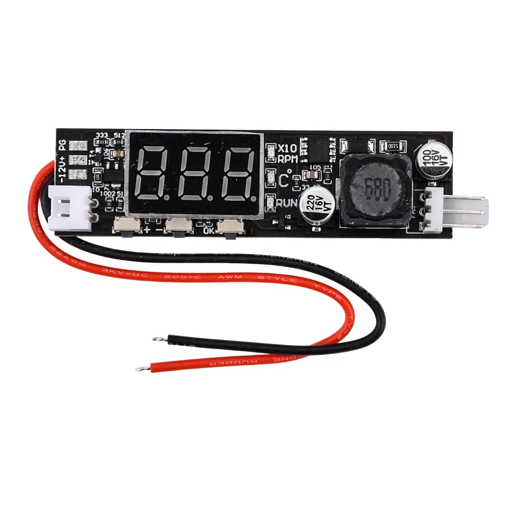 Driver Module DC 12V PWM 2-3 Wire Fan Temperature Controller Speed Governor Display Module for PC Fan/Alarm