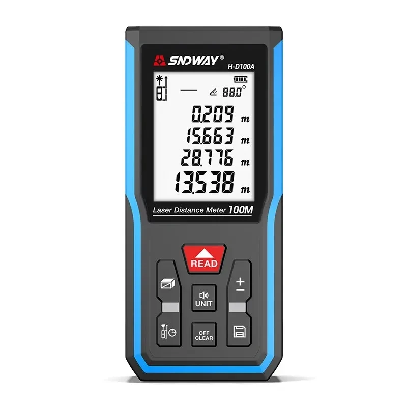 SNDWAY Laser Distance Meter 40M/50M/120M Digital Tape Measure Precision Rangefinder With Distance/Area/Volume/Self-calibration