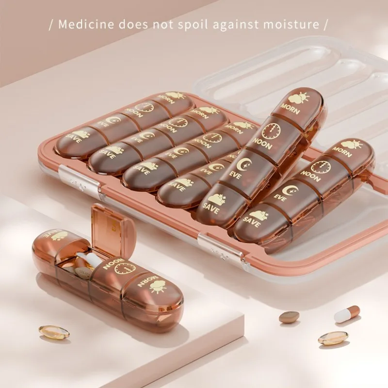 منظم حبوب أسبوعي 3 مرات في اليوم علبة حبوب منع الحمل 21 حجرة محمولة مقاومة للرطوبة حامل فيتامين للأدوية اليومية #4