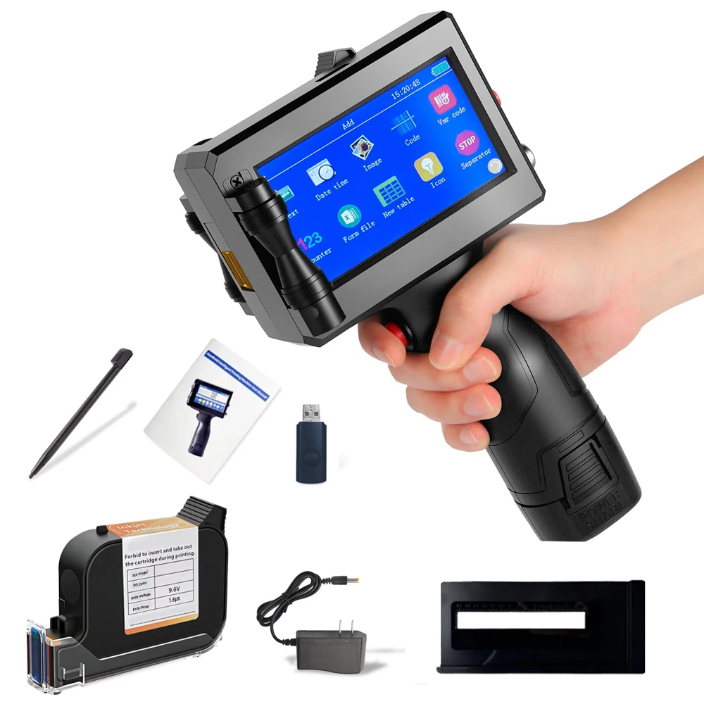 طابعة SEENJET المحمولة لطباعة التواريخ وترميز الدفعات وتواريخ انتهاء الصلاحية، طابعة نفث حبري حرارية للصناديق والأكياس والورق والمعادن والبلاستيك