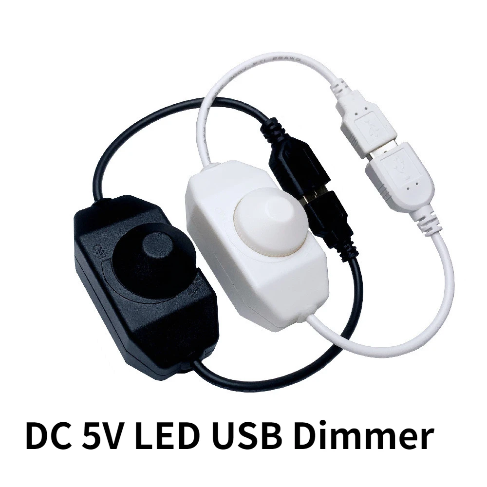 Regulador de intensidad de perilla LED USB, cinta de 5V CC, ajuste de brillo, conector de controlador para tira de luces de 5050 3528 2835 de 5