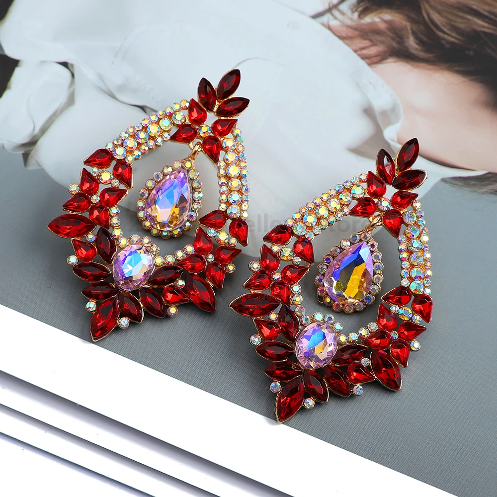 Fashion Classic Geometric Sparkly Crystal Big Dangle Earrings For Women 2025 Trend Luxury Design Party Jewelry Ear Accessories