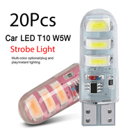 20pcs LED T10 Strobe Light Car Signal Lamp W5W Canbus Flashing Bulb For Auto Width Lighting Stroboscopic Clearance Indicator 12V